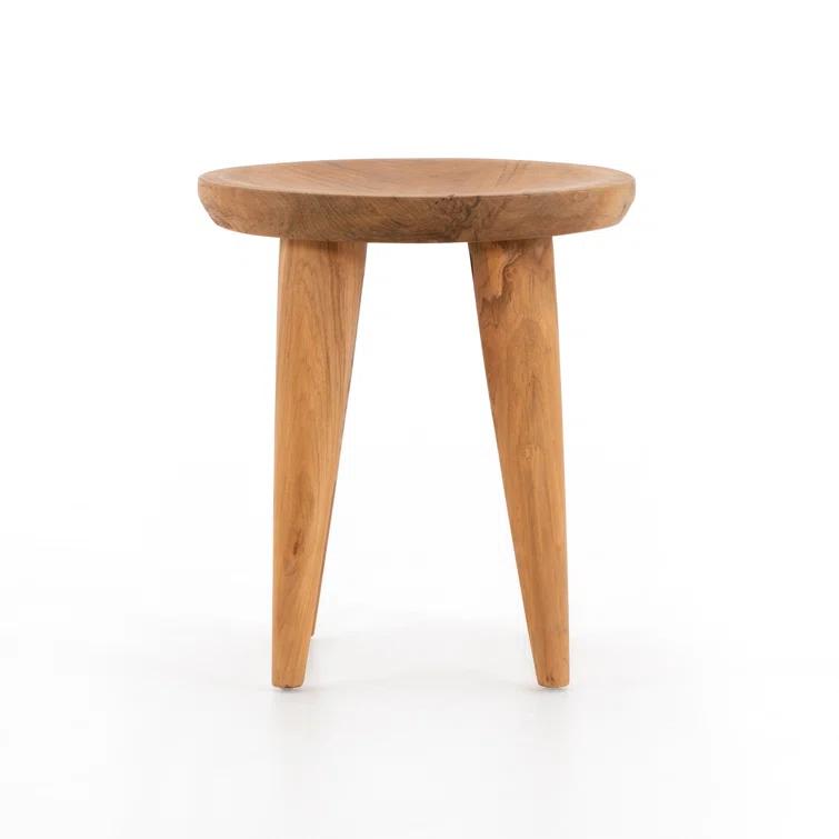 Natural Teak Round Outdoor Side Table, 20" Height