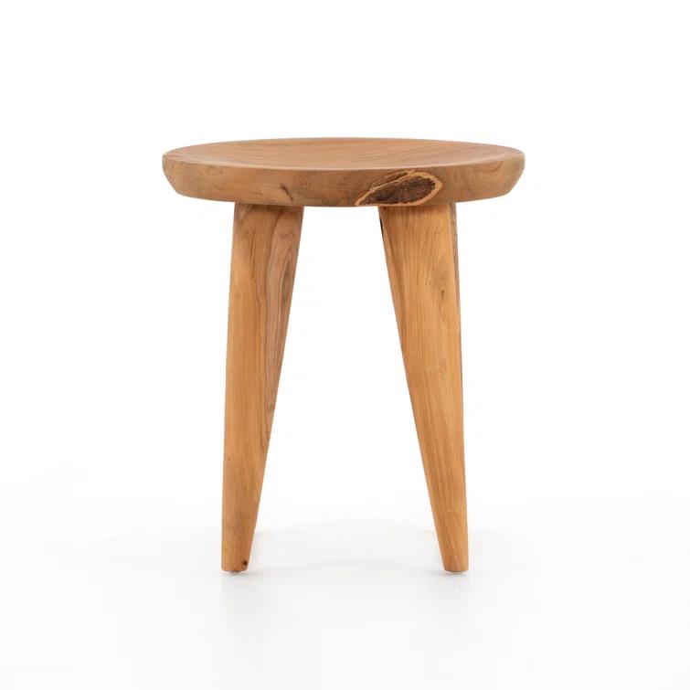 Natural Teak Round Outdoor Side Table, 20" Height
