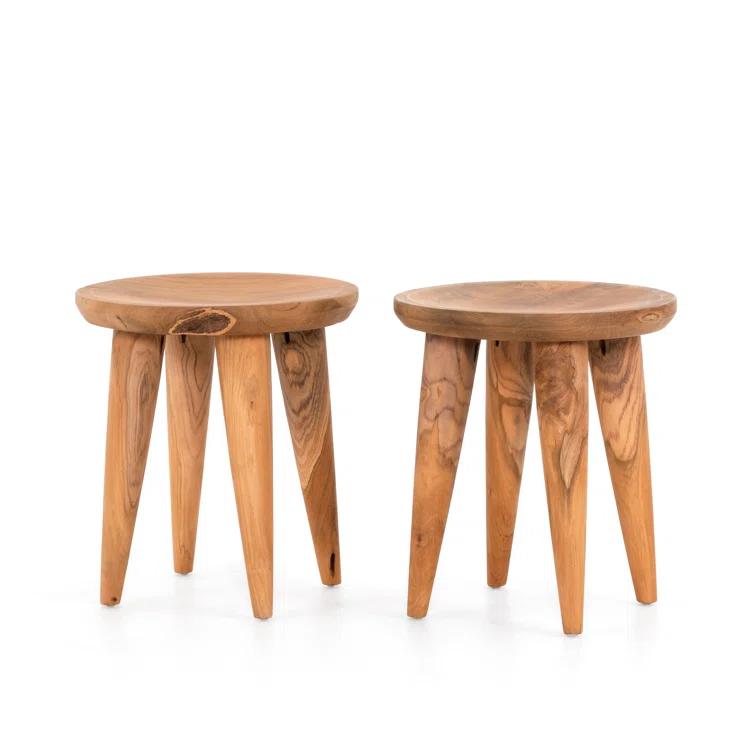 Natural Teak Round Outdoor Side Table, 20" Height