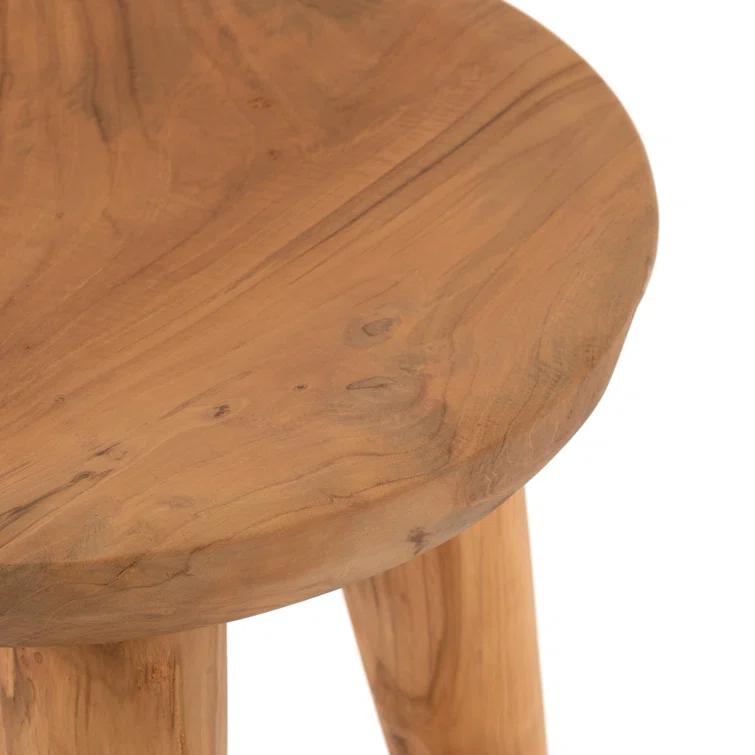 Natural Teak Round Outdoor Side Table, 20" Height