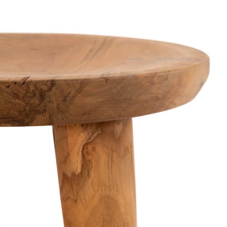 Natural Teak Round Outdoor Side Table, 20" Height