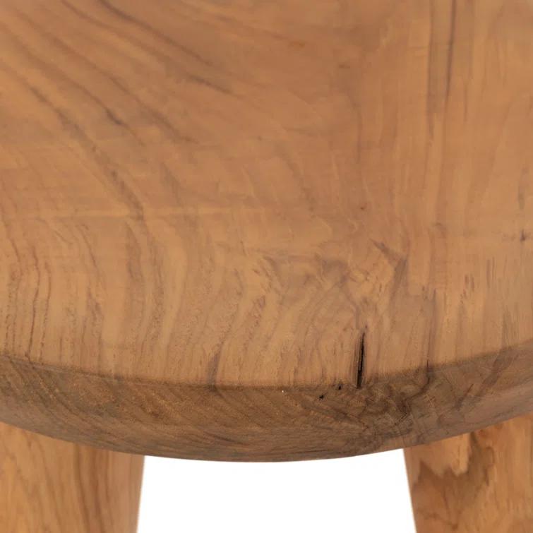 Natural Teak Round Outdoor Side Table, 20" Height