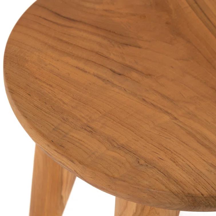 Natural Teak Round Outdoor Side Table, 20" Height