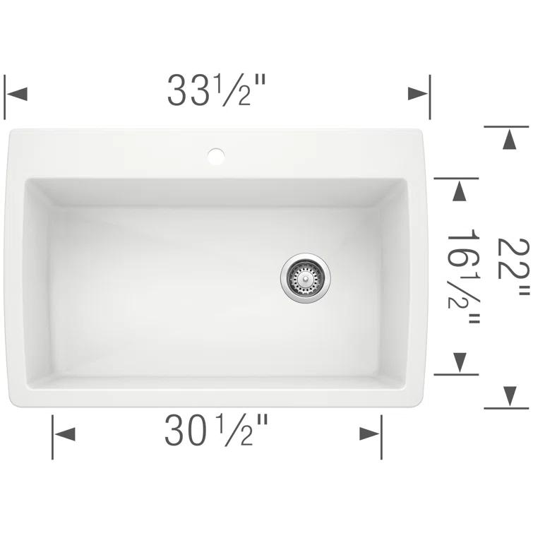 Diamond SILGRANIT 33.5" L x 22" W Super Single Drop-in/Undermount Kitchen Sink