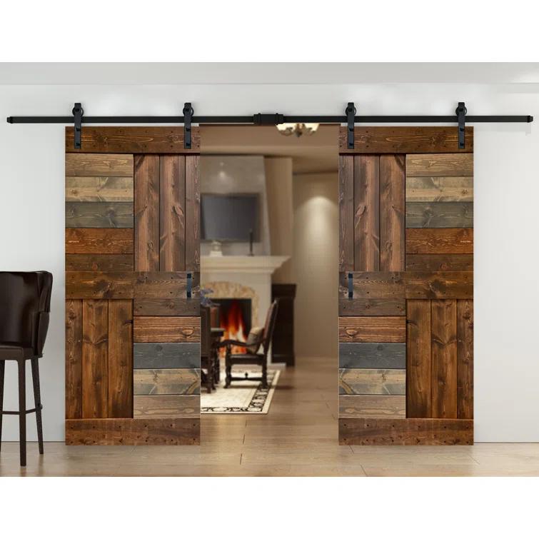 84'' Solid Wood Paneled with Installation Hardware Kit Barn Door