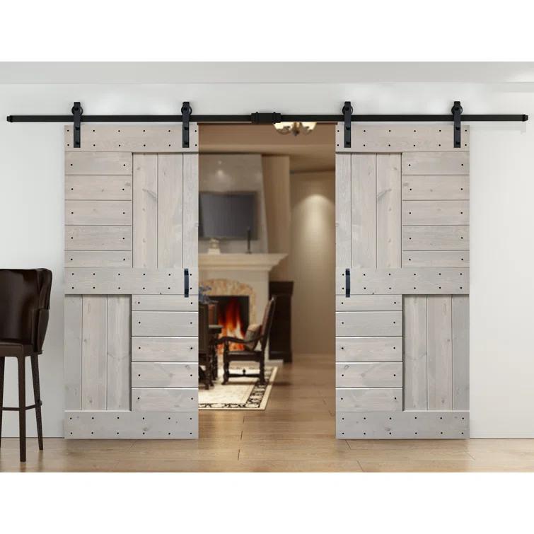 84'' Solid Wood Paneled with Installation Hardware Kit Barn Door
