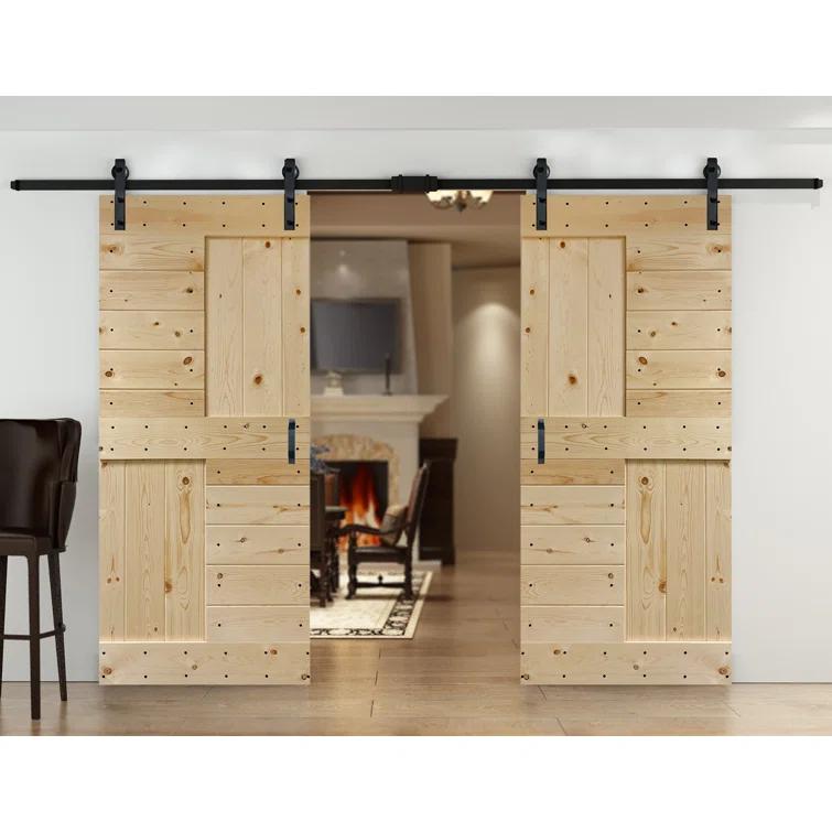 84'' Solid Wood Paneled with Installation Hardware Kit Barn Door