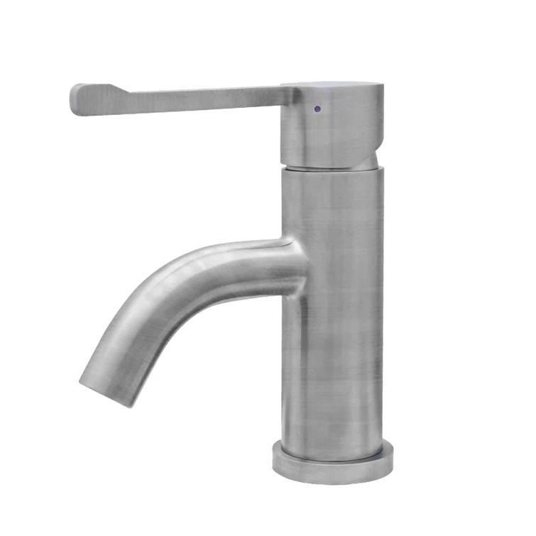 Whitehaus Collection Stainless Steel Extended Single Lever Bathroom Faucet with Pop-up Drain