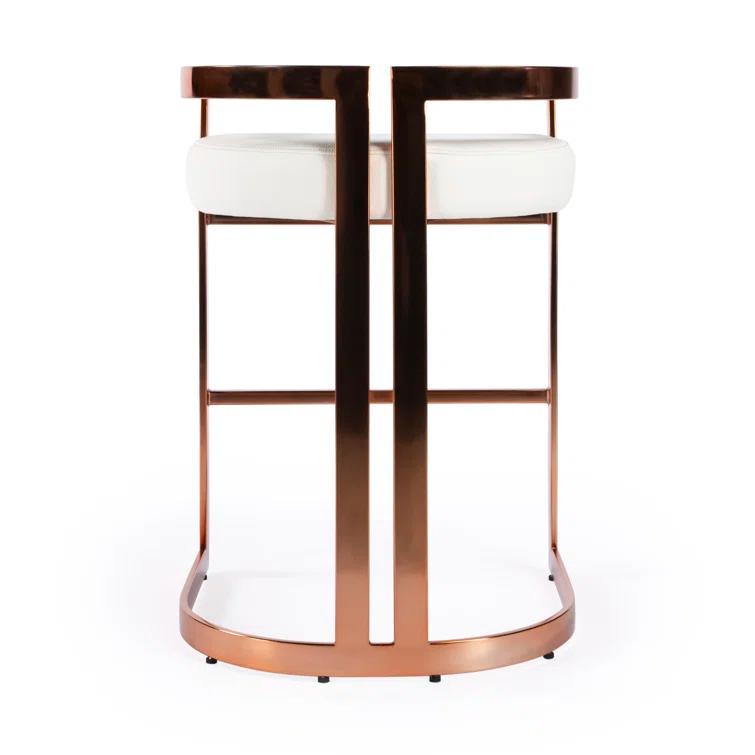 Rose Gold and White Faux Leather Backless Counter Stool