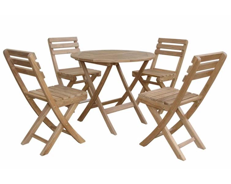 Anderson Teak Montage Alabama 4 - Person Teak Metal Patio Dining Set with Extendable Round Table