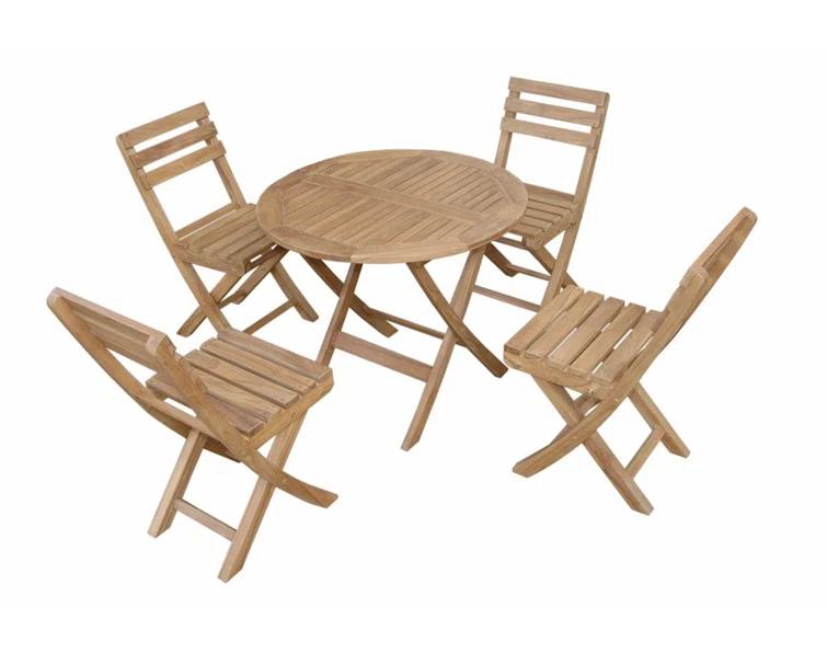 Anderson Teak Montage Alabama 4 - Person Teak Metal Patio Dining Set with Extendable Round Table