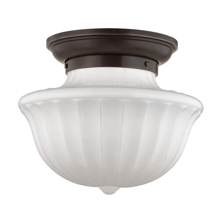Dutchess Old Bronze 2-Light Globe Flush Mount with White Glass Shade
