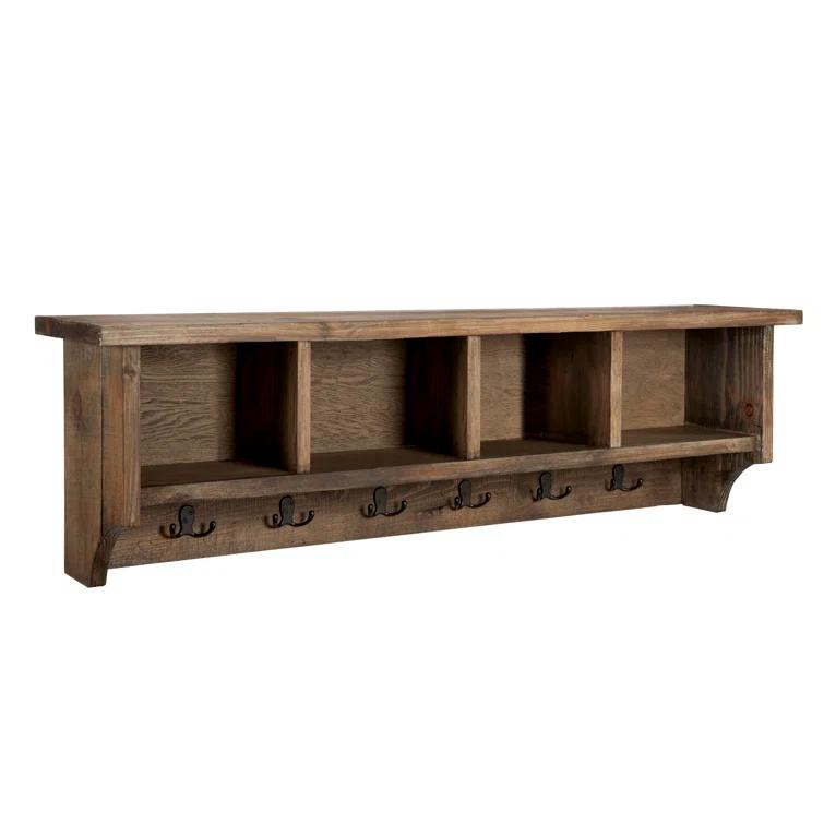 Alaterre Modesto 48" Reclaimed Wood Entryway Wall Coat Hooks with Storage Cubbies