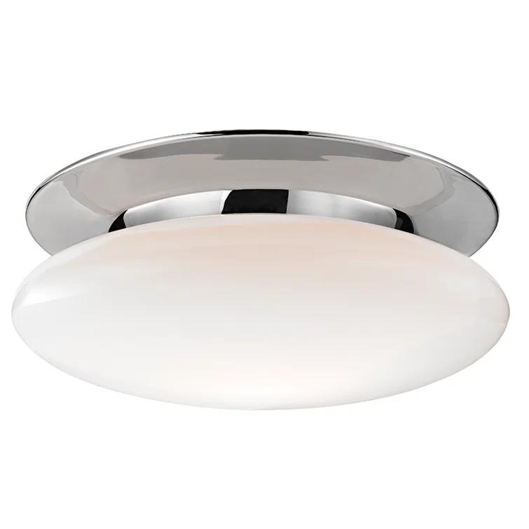 Polished Chrome Globe LED Flush Mount with Glossy Opal Glass