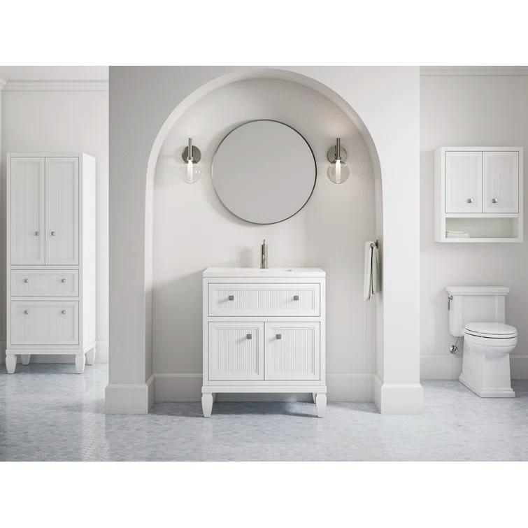 Hearthaven 30'' Free Standing Single Bathroom Vanity Cabinet with Sink and Quartz Top