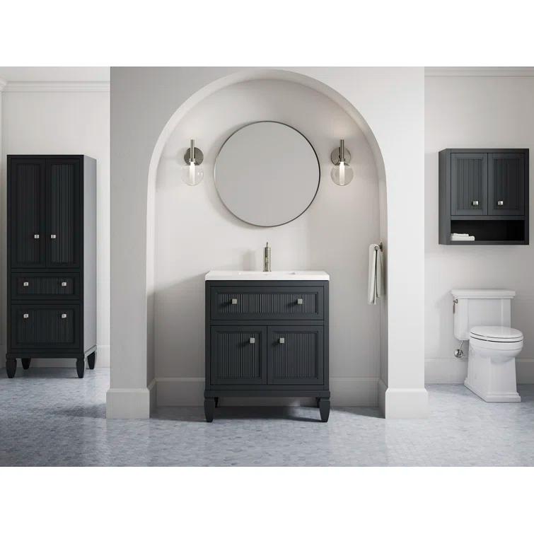 Hearthaven 30'' Free Standing Single Bathroom Vanity Cabinet with Sink and Quartz Top