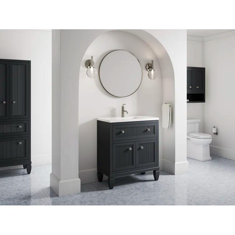 Hearthaven 30'' Free Standing Single Bathroom Vanity Cabinet with Sink and Quartz Top