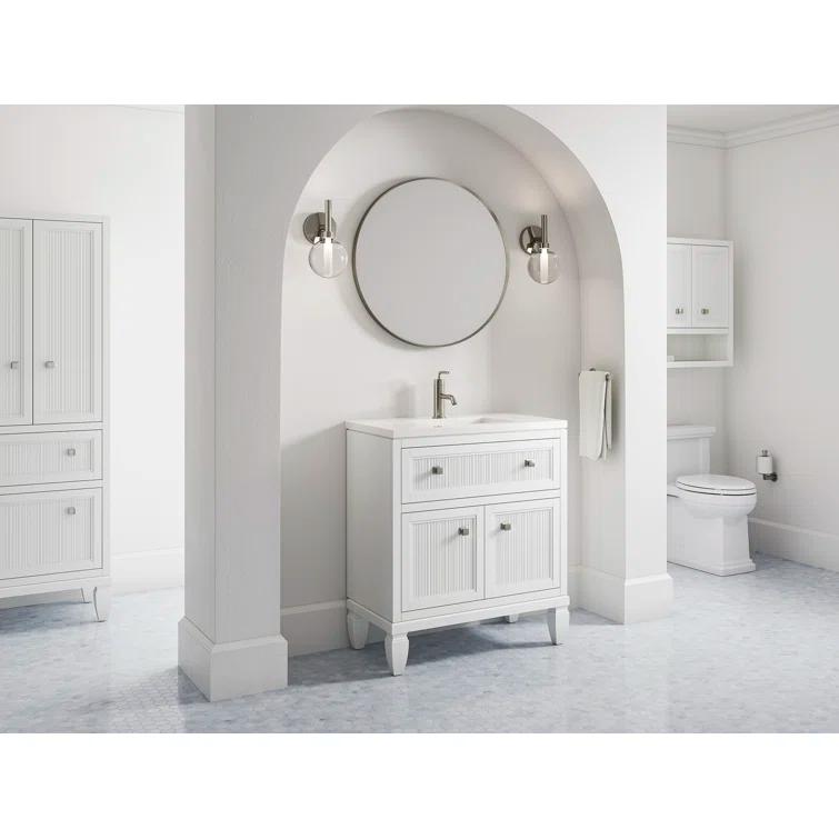 Hearthaven 30'' Free Standing Single Bathroom Vanity Cabinet with Sink and Quartz Top