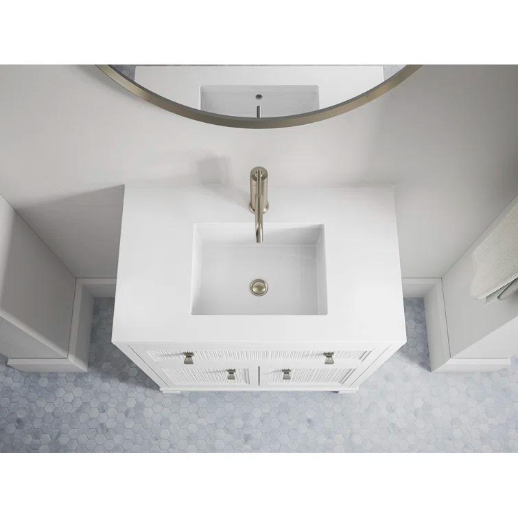 Hearthaven 30'' Free Standing Single Bathroom Vanity Cabinet with Sink and Quartz Top