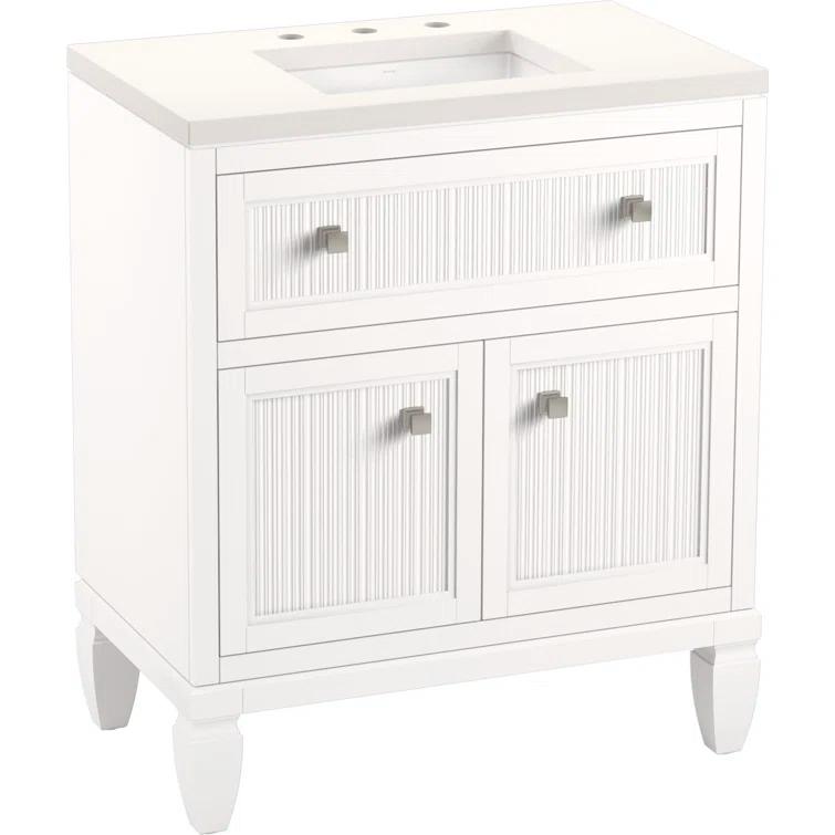 Hearthaven 30'' Free Standing Single Bathroom Vanity Cabinet with Sink and Quartz Top