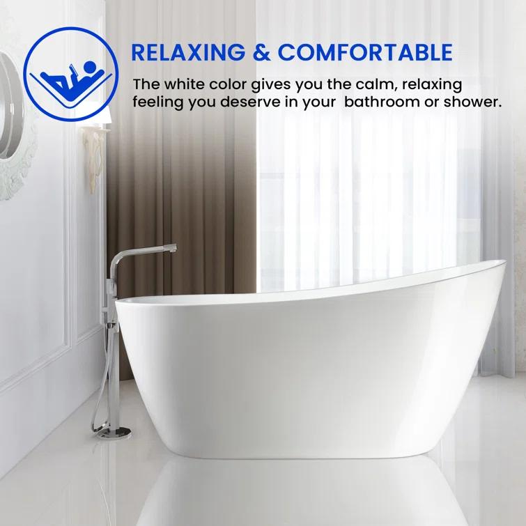 Maya 55" x 28" Freestanding Soaking Acrylic Bathtub