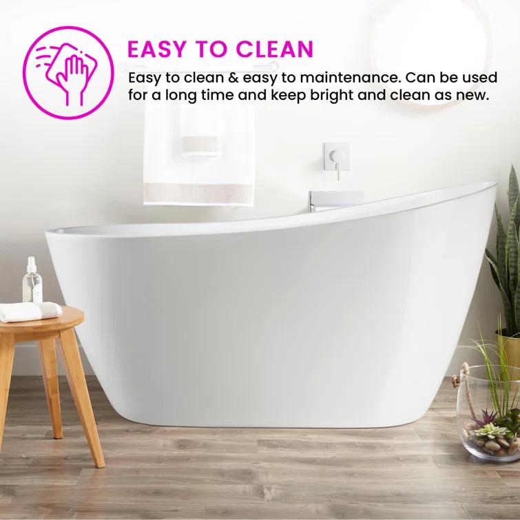 Maya 55" x 28" Freestanding Soaking Acrylic Bathtub