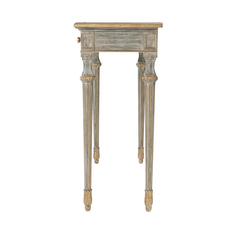 Classic Yet Casual Country House Grey Gilt Console Table with Storage