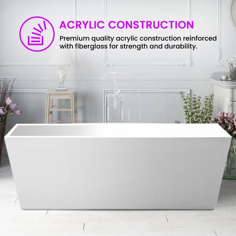 Elena 59" x 30" Freestanding Soaking Acrylic Bathtub