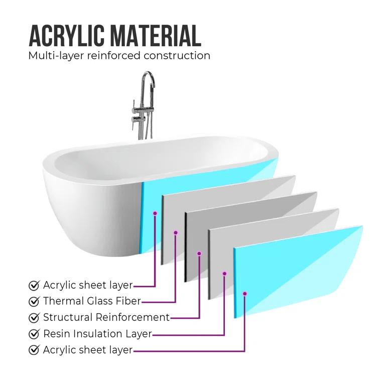 68 " x 31 " Freestanding Soaking Acrylic Bathtub