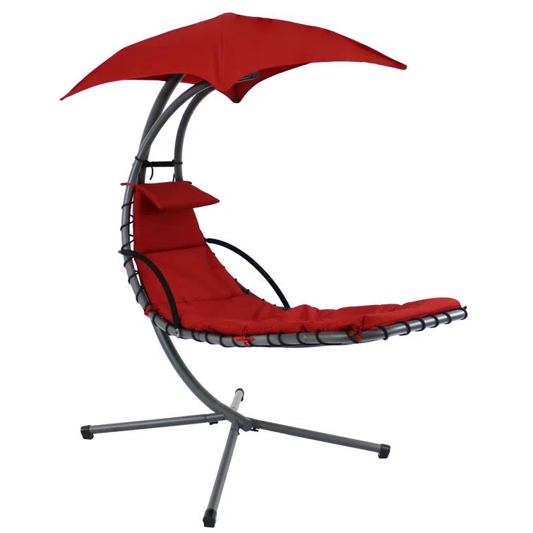 Steel Outdoor Floating Chaise Lounge Chair with Canopy with Stand
