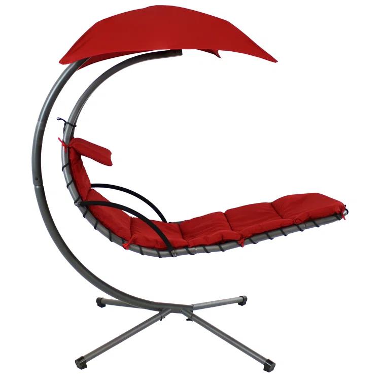Steel Outdoor Floating Chaise Lounge Chair with Canopy with Stand