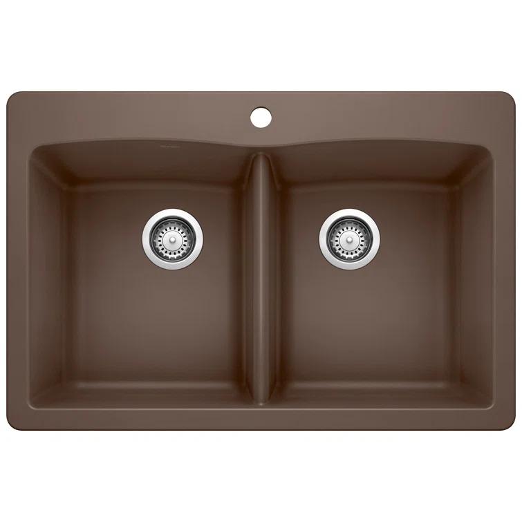 Diamond SILGRANIT 33" L x 22" W Double Bowl Drop-In/Undermount Kitchen Sink