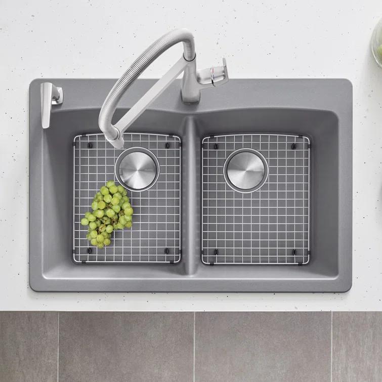 Diamond SILGRANIT 33" L x 22" W Double Bowl Drop-In/Undermount Kitchen Sink