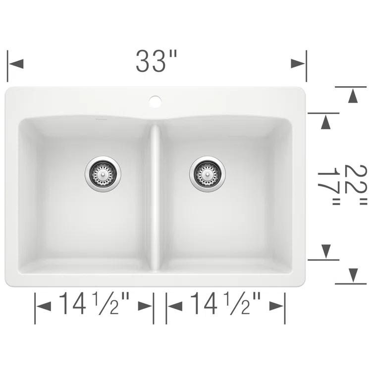 Diamond SILGRANIT 33" L x 22" W Double Bowl Drop-In/Undermount Kitchen Sink