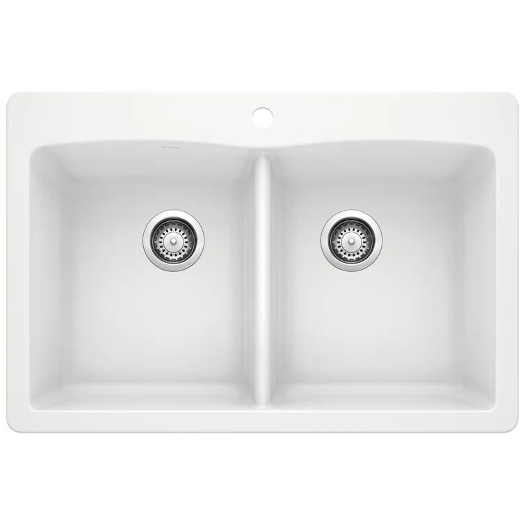 Diamond SILGRANIT 33" L x 22" W Double Bowl Drop-In/Undermount Kitchen Sink