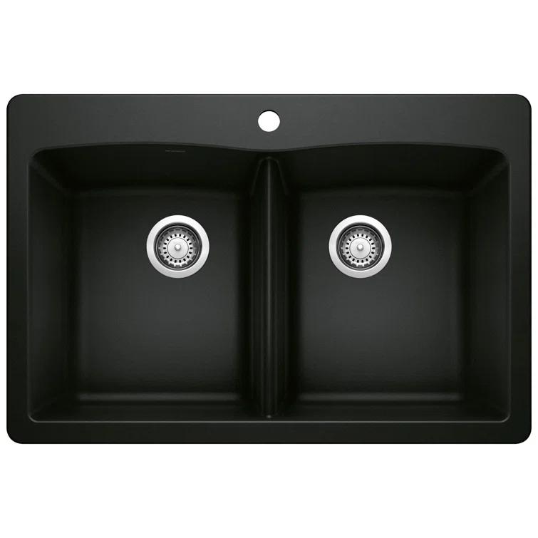 Diamond SILGRANIT 33" L x 22" W Double Bowl Drop-In/Undermount Kitchen Sink