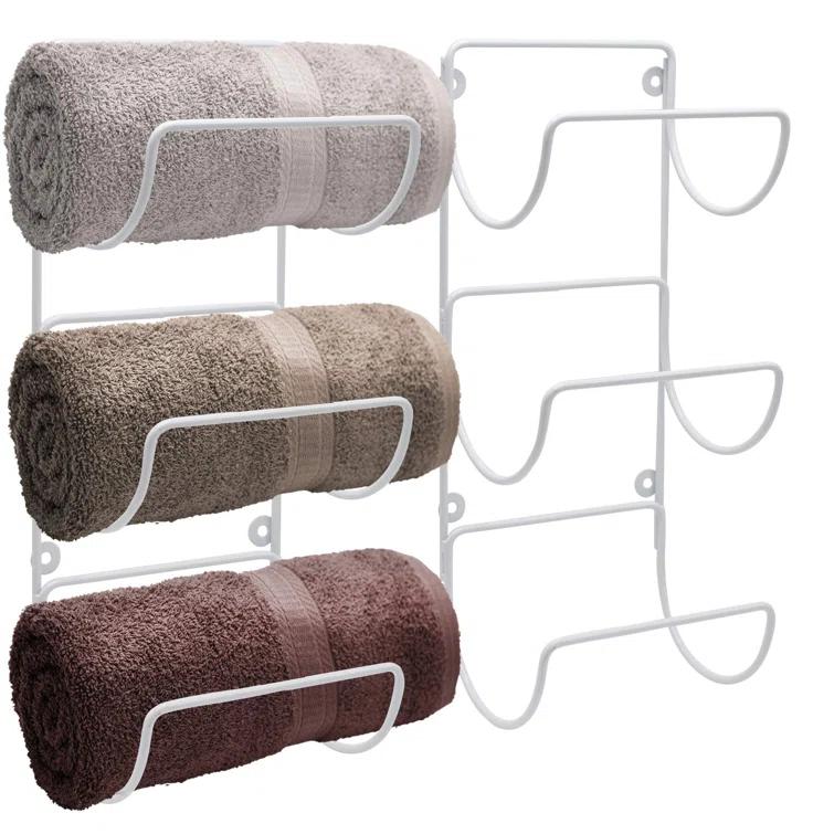 Sorbus Wall Mounted Towel Rack Holder for Bathroom, Metal White (2-Pack = 6 Tier/Shelves)