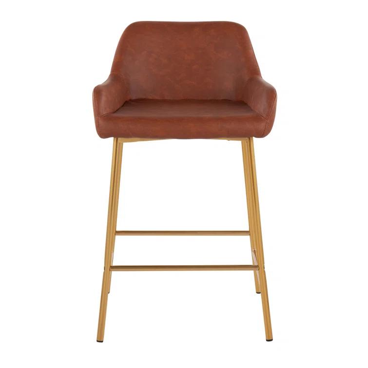 Cassiopeia Fixed-Height Faux Leather Bar & Counter Stool with Metal Legs
