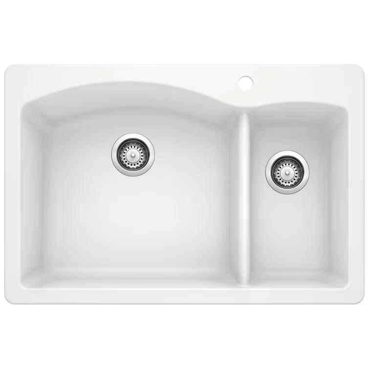 Blanco Diamond Silgranit 33" L x 22" W Double Basin Drop-In/Undermount Sink 440200