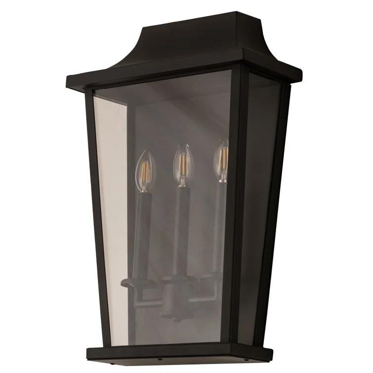 Omega 3-Light Black and Bronze Wall Sconce