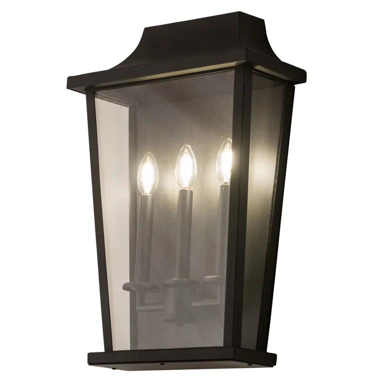 Omega 3-Light Black and Bronze Wall Sconce