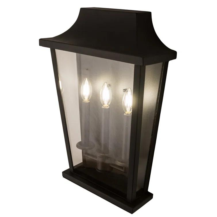 Omega 3-Light Black and Bronze Wall Sconce