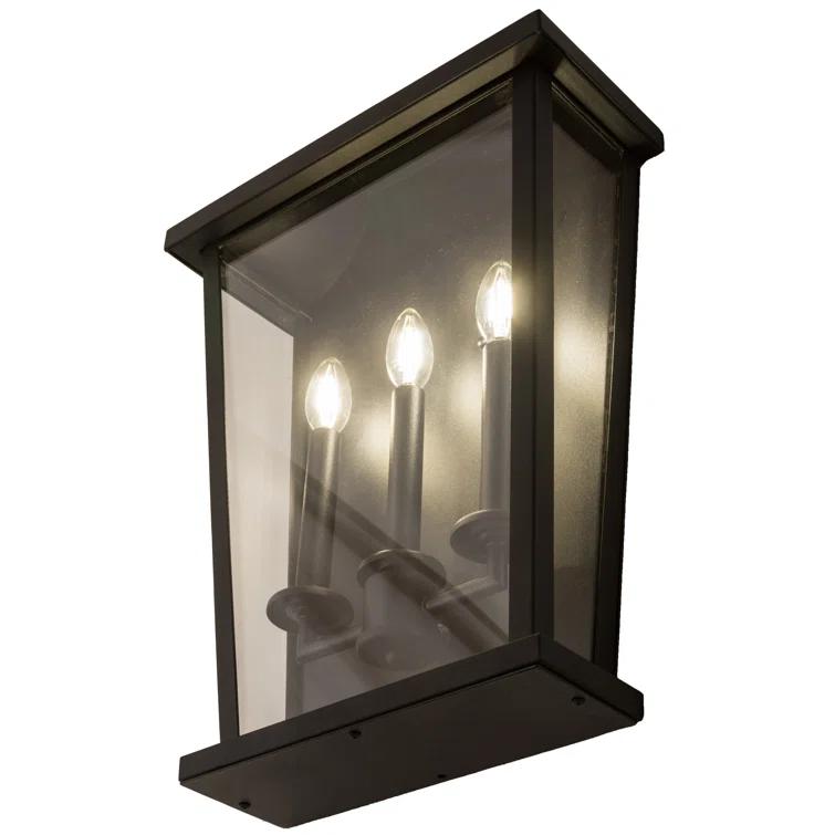 Omega 3-Light Black and Bronze Wall Sconce