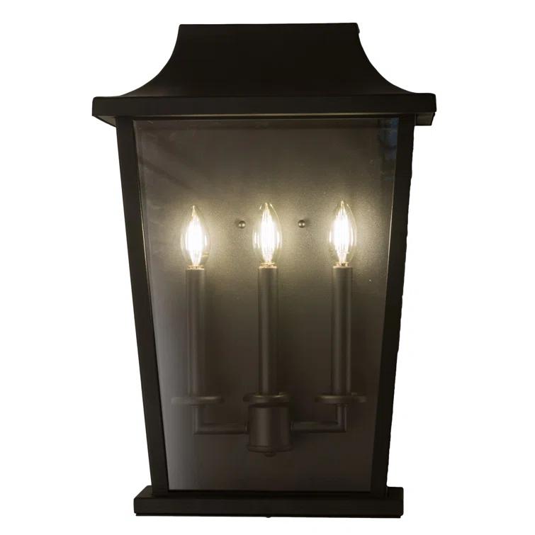 Omega 3-Light Black and Bronze Wall Sconce