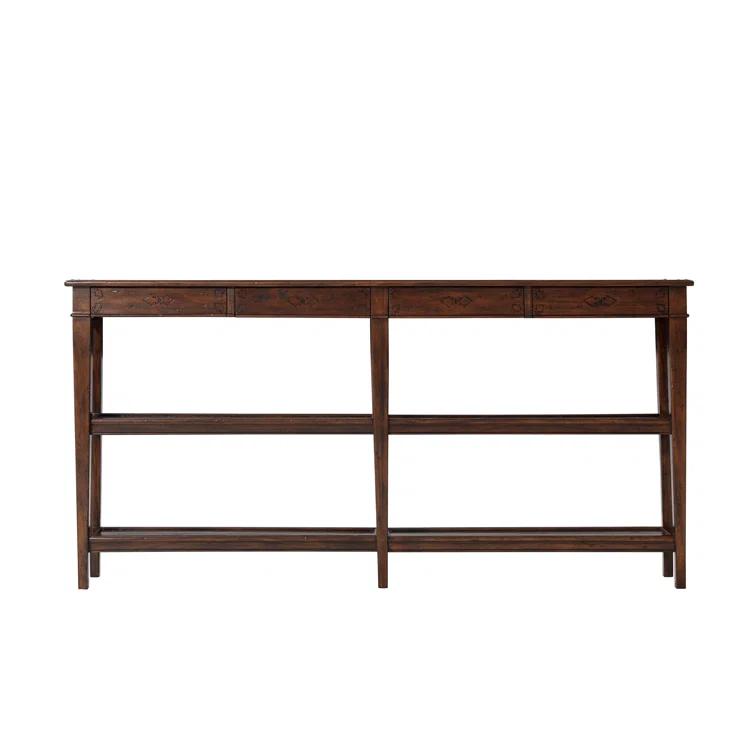 Mahogany Wood Console Table with Storage Drawers