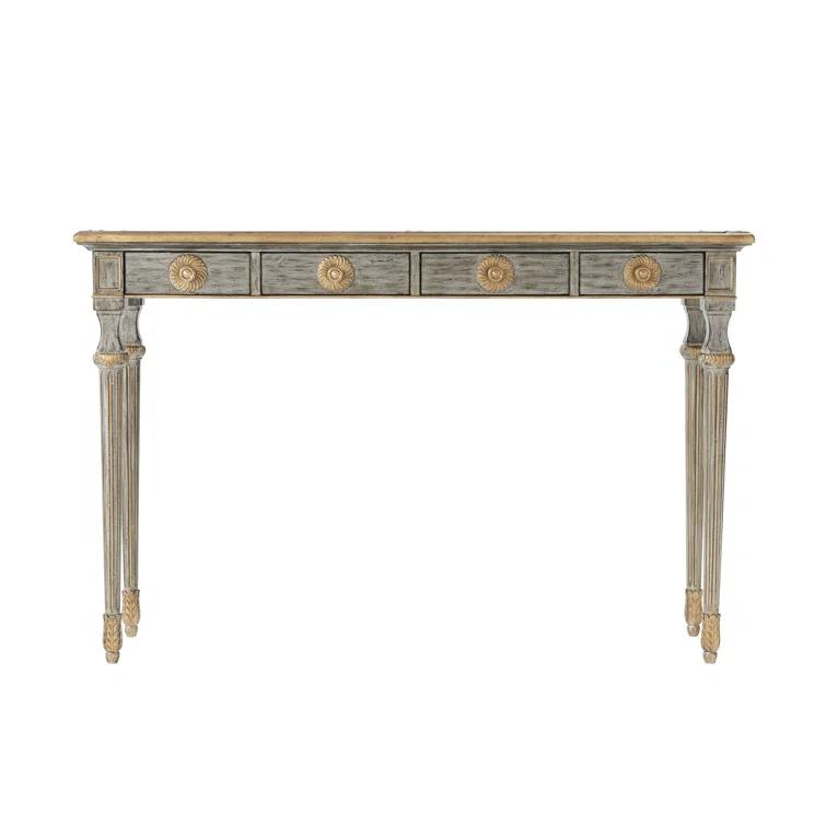 Classic Yet Casual Country House Grey Gilt Console Table with Storage