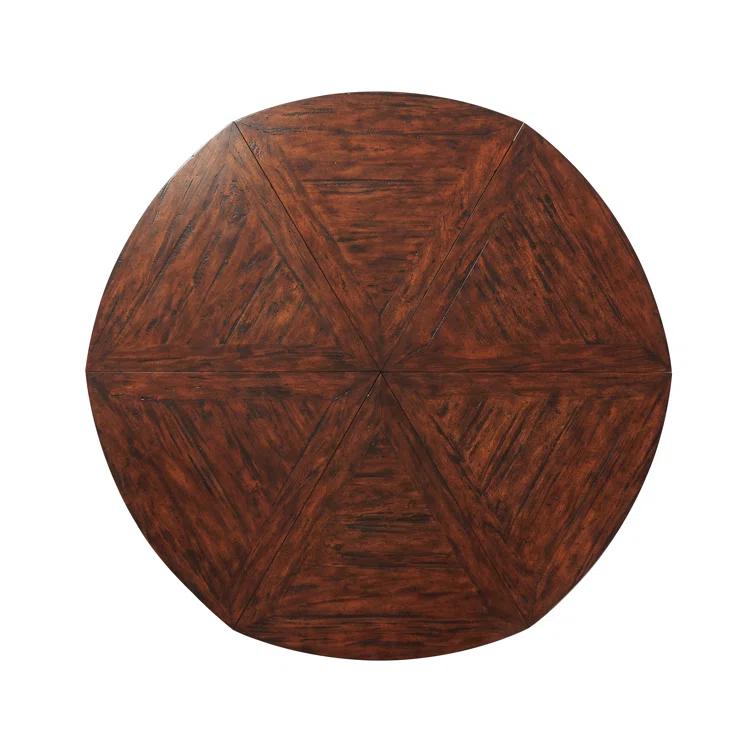 Contemporary Mahogany Wood Extendable Round Dining Table