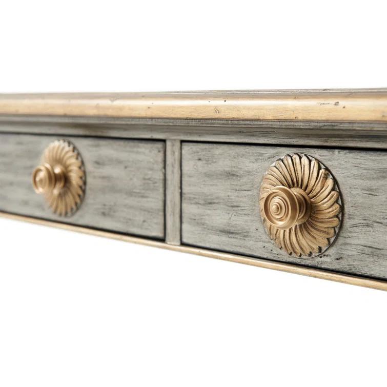 Classic Yet Casual Country House Grey Gilt Console Table with Storage