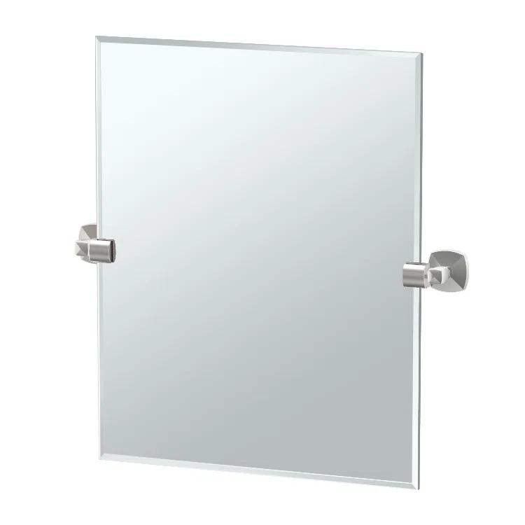 Jewel Modern Frameless Rectangle Bathroom Vanity Mirror | Pivoting and Beveled Edge
