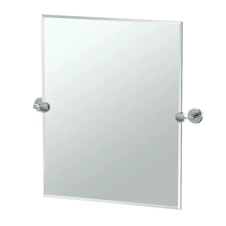 Latitude II Wall Mounted Frameless Beveled Rectangle Mirror | Pivoting Bathroom Vanity Wall Mirror